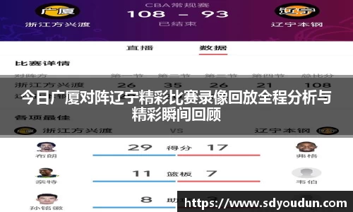 今日广厦对阵辽宁精彩比赛录像回放全程分析与精彩瞬间回顾